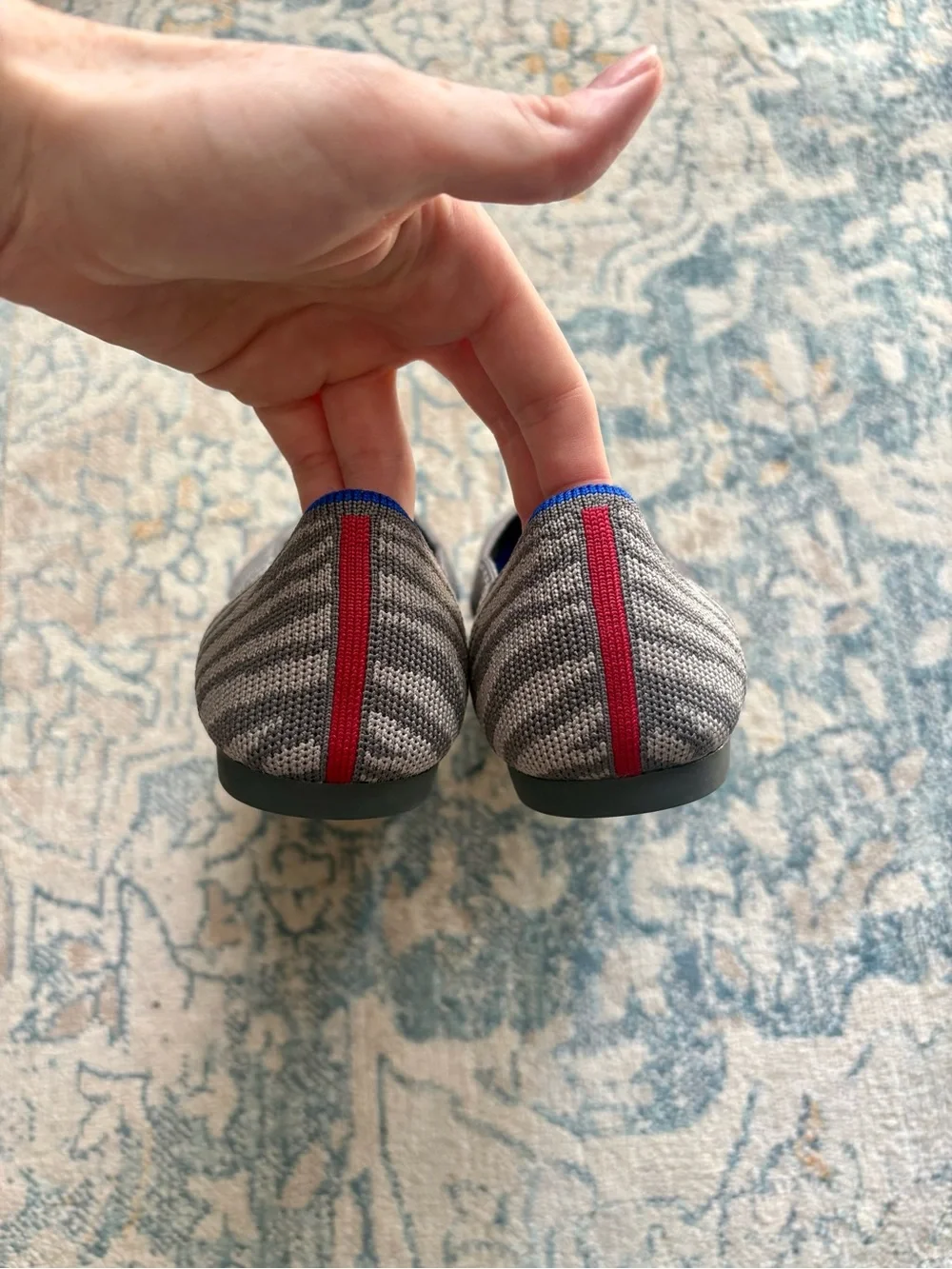 NEW ROTHY'S The Point Flats in Grey Zebra Animal Print Career Women’s Size 8
